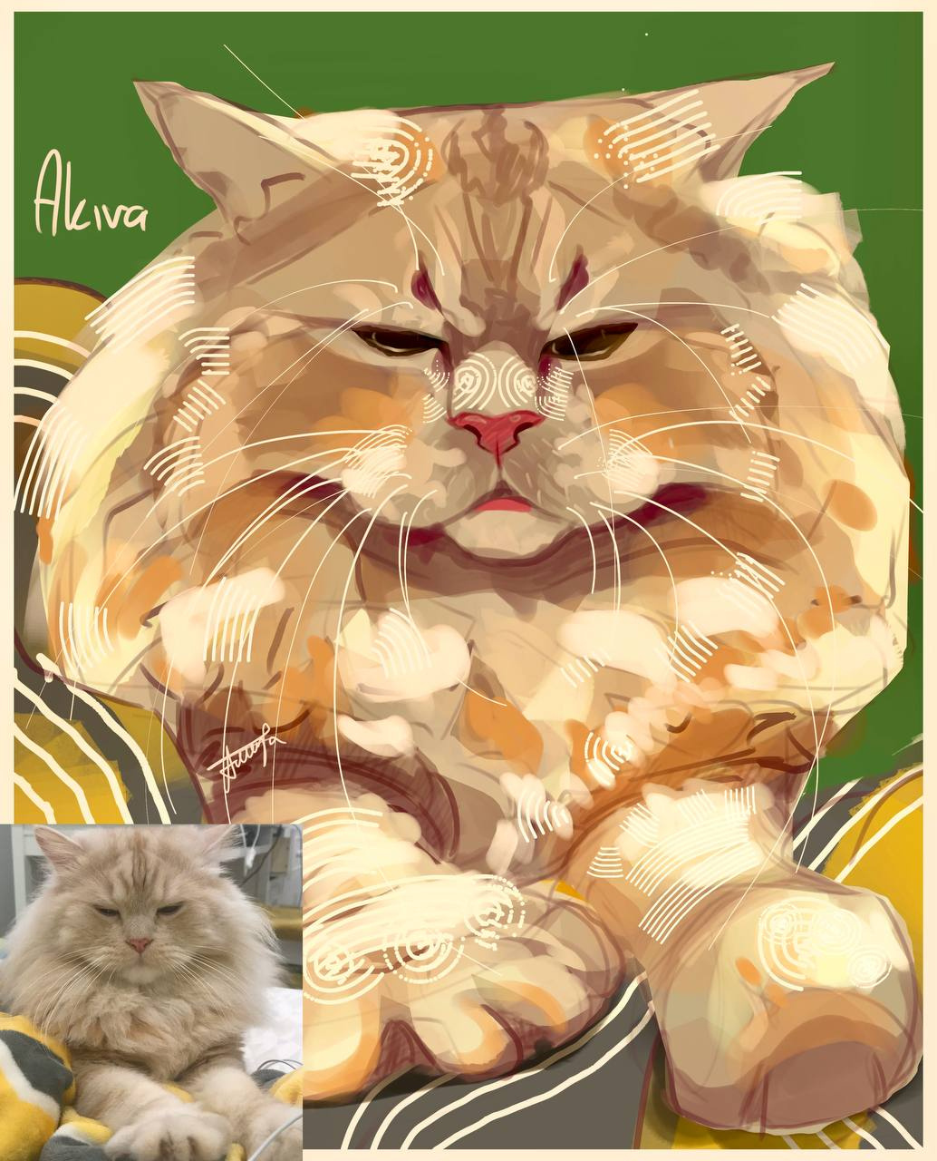 golden - my cat, stylized portrait